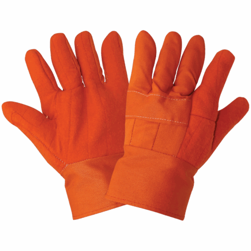 High-Visibility Orange Two-Layer Cotton Hot Mill Gloves