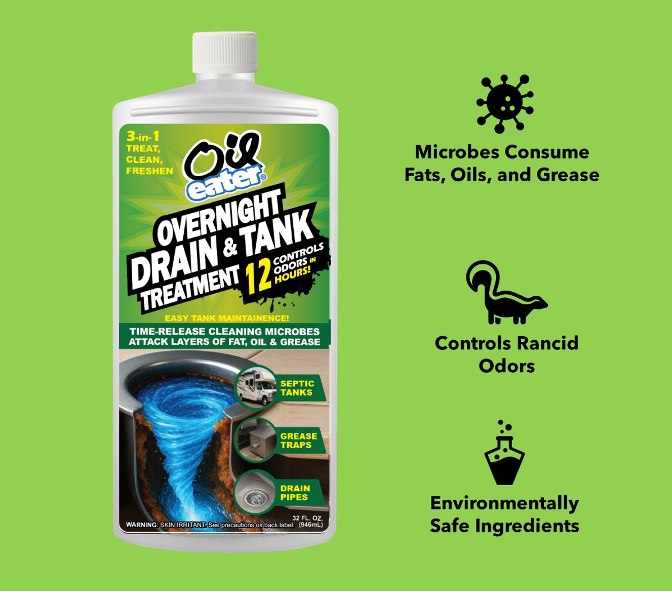 Oil Eater Overnight Drain & Tank Treatment (32 oz) - Image 4