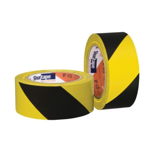 VP 415 Warning Stripe Tape – Black/Yellow 50 mm × 33 m